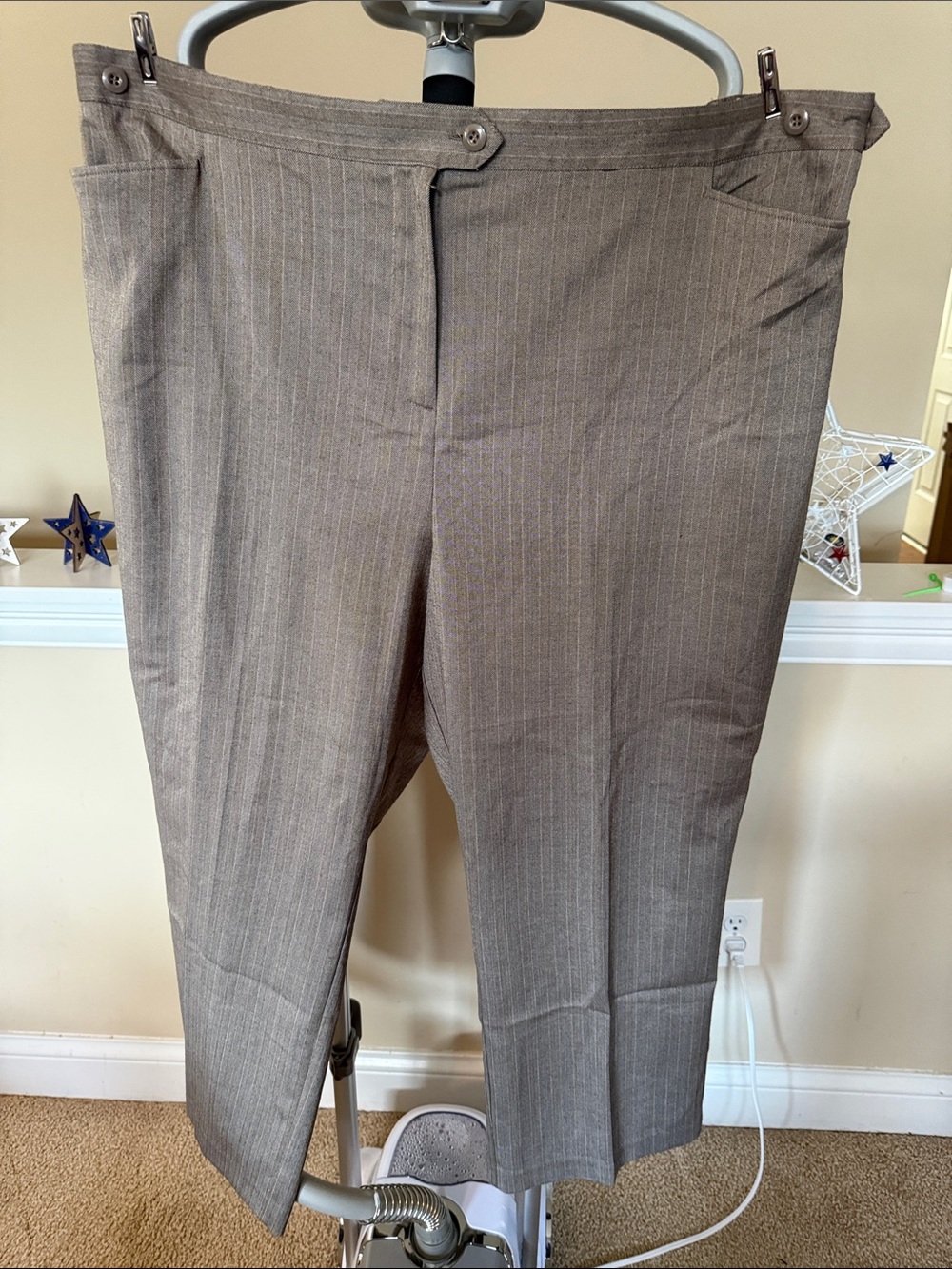 Catherines Brown Pinstripe Men's Dress Pants size 28 Petite